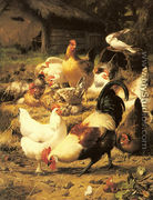 Poultry in a Farmyard - Eugene Remy Maes