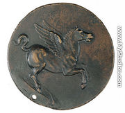 Pegasus on the fountain Hippocrene (reverse of a coin) - Benvenuto Cellini