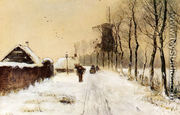 Wood Gatherers On A Country Lane In Winter - Louis Apol