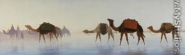 Camels Crossing Water - Charles Théodore Frère