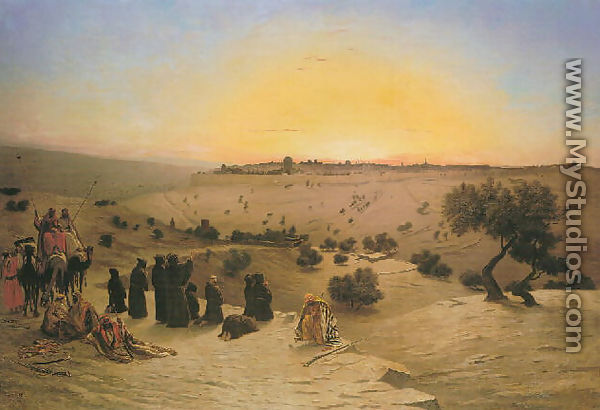 Pilgrims Worshipping outside Jerusalem - Charles Théodore Frère