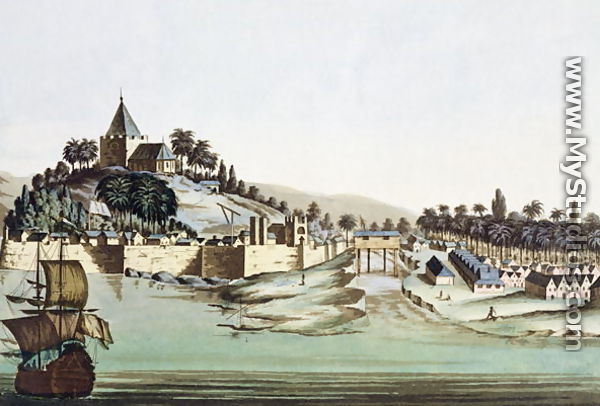 The port and town of Malacca, Malaysia, illustration from Le Costume Ancien et Moderne by Giulio Ferrario, published c.1820s-30s - Gaetano Zancon