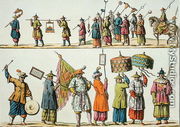 Principal attendants of the Chinese Emperors procession, illustration from Le Costume Ancien et Moderne by Giulio Ferrario, published c.1820s-30s - Gaetano Zancon