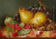Still Life of Fruit and Nuts on a Marble Ledge (Pair) - Ellen Ladell