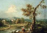 An Italianate River Landscape with Travellers - Francesco Zuccarelli