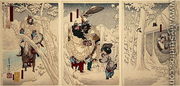Gentoku visits Komei in the snow, from Illustrations for the Romance of the Three Kingdoms, 1883 - Tsukioka Yoshitoshi