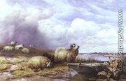 A Landscape with Sheep and boat, 1866 - Thomas Francis Wainewright
