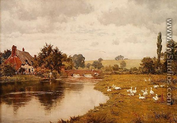 An Old Cottage by the Lambourn, Boxford, Berks - Edward Wilkins Waite