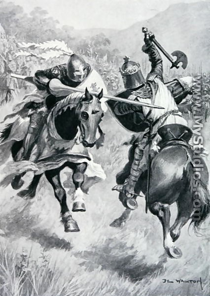 Encounter between Robert Bruce (1274-1329) and Sir Henry de Bohun (1276-1322) illustration from 