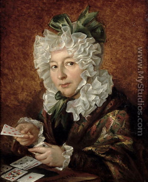 Portrait of a Woman Playing Patience, 1829 - Walenty Wankowicz