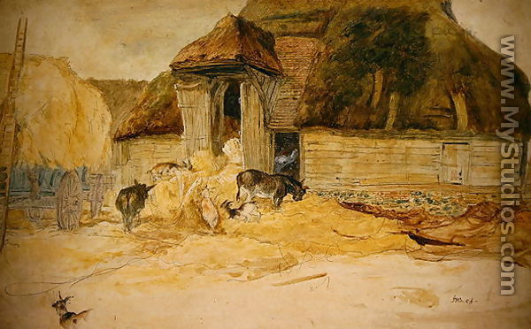 Animals Before a Thatched Barn - James Ward