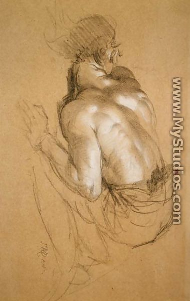 Crouching Man, study for The Triumph of Wellington - James Ward