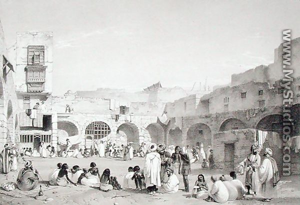 Slave Market, Cairo, engraved by T.C. Bourne, 1840s - Henry Warren