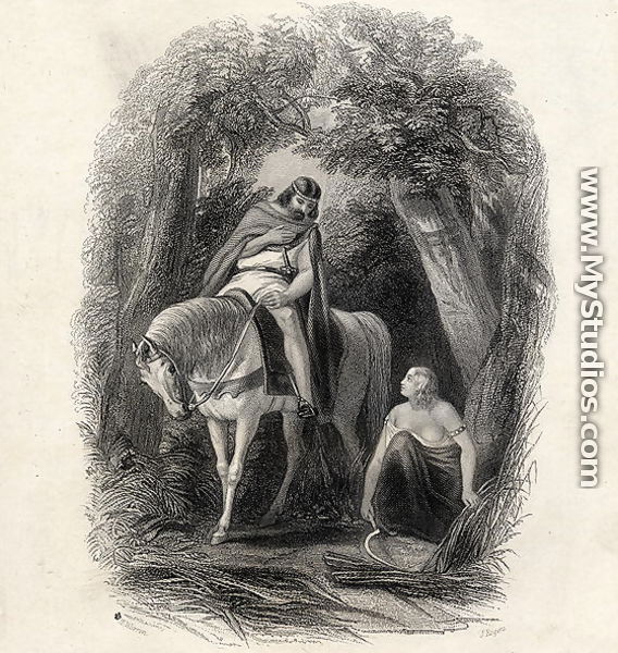 King Cormac (d.1138) and the Fair Eithne, engraved by J.Rogers, from The History of Ireland by T.Wright, 1855 - Henry Warren