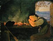 Girl Sleeping by the Fire, 1843 - Friedrich Wasmann