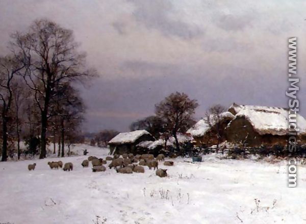 Sheep in a Winter Landscape - Ernest Albert Waterlow