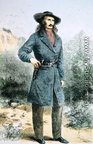 The first published picture of Wild Bill Hickok (1837-76) printed in Harpers magazine, February 1867 - Alfred R. Waud