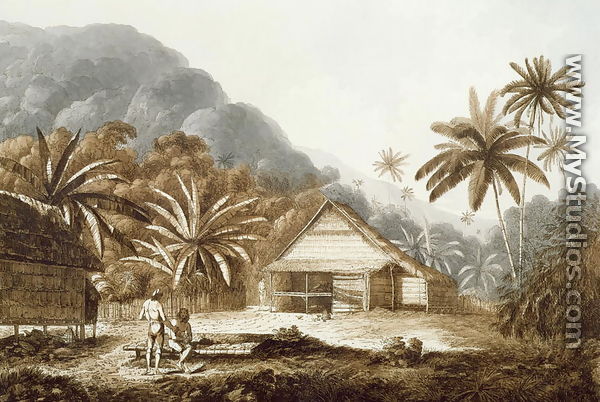 View in the Island of Cracatoa, from Views in the South Seas, pub. 1789 - John Webber