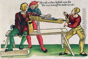 Apparatus for healing arm fractures, illustration from the Feldtbuch der Wundartzney by Hans von Gersdorff, c.1540 - Hans or Johannes Ulrich Wechtlin