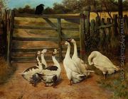 The Sermon - A Raven Addressing a Gaggle of Geese - Herbert William Weekes