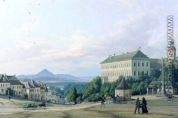 Roudnice Castle from the Town, 1840 - Carl Robert Croll