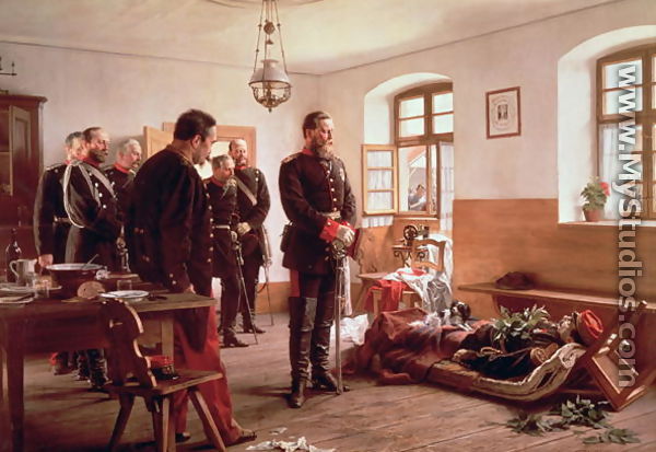 Crown Prince Frederick by the corpse of General Douay at the Battle of Wissembourg, 1870 - Anton Alexander von Werner