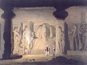 The Great Triad in the Cave Temple of Elephanta, near Bombay, in 1803, from Volume II of Scenery, Costumes and Architecture of India, engraved by T. Edge, pub. by Smith, Elder and Company, 1830 - William Westall