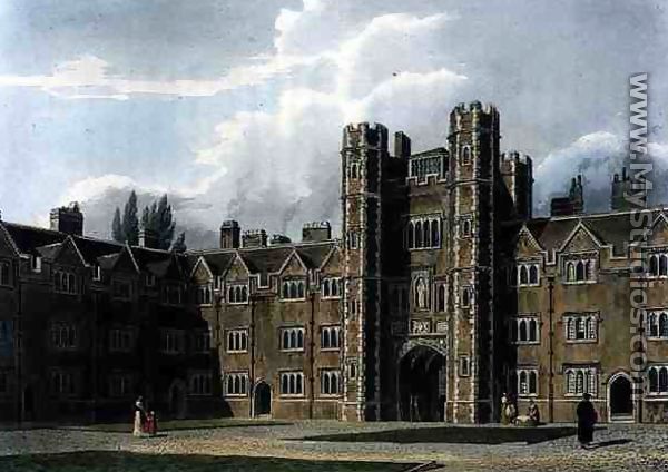 The Second Court of St. Johns College, Cambridge, from The History of Cambridge, engraved by Joseph Constantine Stadler (fl.1780-1812), pub. by R. Ackermann, 1815 - William Westall