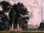 Entrance to the Avenue from Clare Hall Piece (the New Building of Kings), Cambridge, from The History of Cambridge, engraved by Joseph Constantine Stadler (fl.1780-1812), pub. by R. Ackermann, 1815 - William Westall