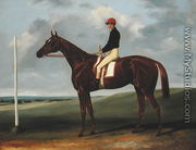 Chestnut colt with Jockey up and starting post - John Alfred Wheeler
