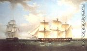 The Indiaman in two positions off Walmer Castle, Kent - Thomas Whitcombe