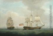 A Merchantman in Two Positions off the South Coast - Thomas Whitcombe