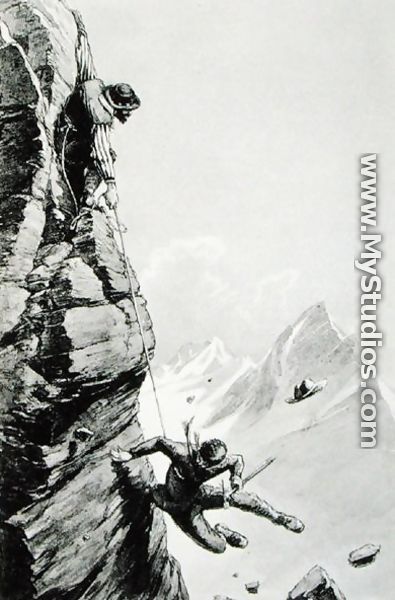 The Accident on Sefton, from Scrambles Amongst the Alps by Edward Whymper, published 1871 - Edward Whymper