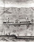 How Indians Catch fish, from Hariot's A Briefe and True Report of ... Virginia, 1590, written and engraved by Theodor de Bry (1528-98) - John White
