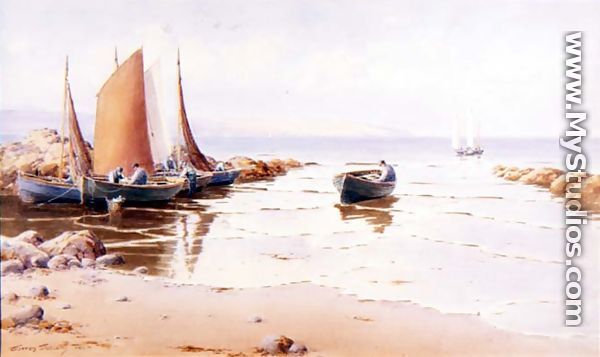 Landing the Catch (possibly Cemaes Bay, Anglessey) - Warren Williams