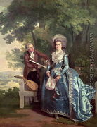 A lady and gentleman in a landscape - Benjamin Wilson