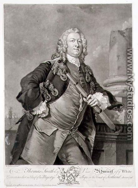 Portrait of Admiral Thomas Smith (d.1762) Vice-Admiral of the White, engraved by John Faber (1684-1756) 1746 - Richard Wilson