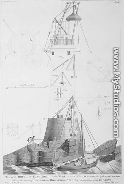 Edystone Lighthouse engraved by John Record (fl.1768-86), 1786 - (after) Winstanley, Henry