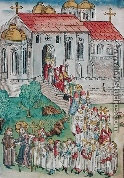 Pilgrim of Santiago de Compostela and procession, 1491 - Michael Wolgemut