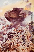 Tanks in Action, illustration from The Outline of History by H.G. Wells, Volume II, published in 1920 - Stanley L. Wood