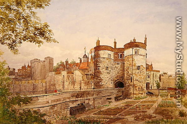 View of the Tower of London, showing Byward Tower, Beauchamp Tower, Devereux Tower and St. Thomas Tower, 1883 - John Crowther