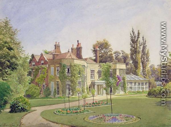 View of the front entrance and garden at Raleigh House, Brixton Hill, Lambeth, 1887 - John Crowther