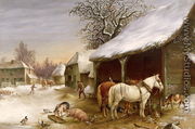 Farmyard in Winter - Henry Woollett