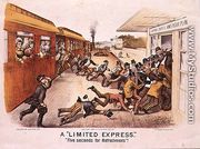 A Limited Express,Five Seconds for Refreshments, pub. by Currier and Ives in New York, 1884 - Thomas Worth