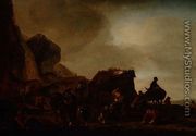 Travellers and Beggars by a ruined hut - Philips Wouwerman