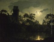 A Moonlit Lake by a Castle - Josepf Wright Of Derby