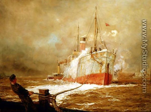 Docking a Cargo Ship - William Lionel Wyllie