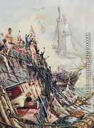 Crippled but unconquered: The Belleisle at the Battle of Trafalgar, 21st October 1805, from 'British Battles on Land and Sea' edited by Sir Evelyn Wood (1838-1919) first published 1915 - William Lionel Wyllie