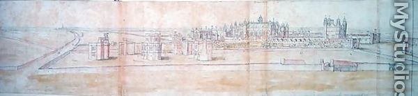 Hampton Court Palace from the North, from The Panorama of London, c.1544 - Anthonis van den Wyngaerde