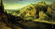 Mountain Landscape with a surprise attack, c.1585 - Lucas van Valckenborch